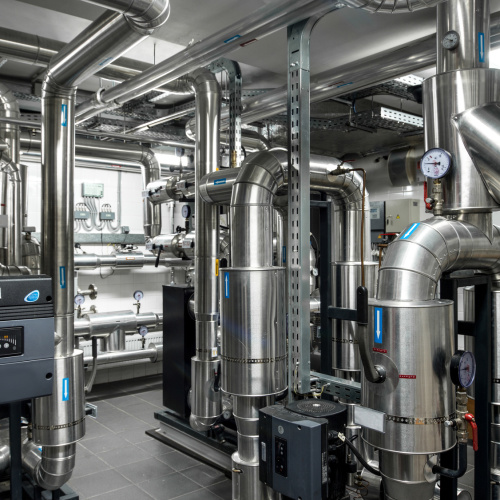 Thermal power plant piping at modern factory