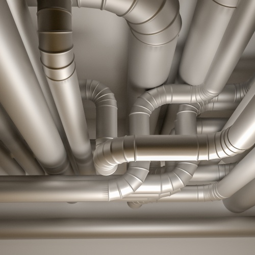 Pipes of HVAC system. 3D Illustration.